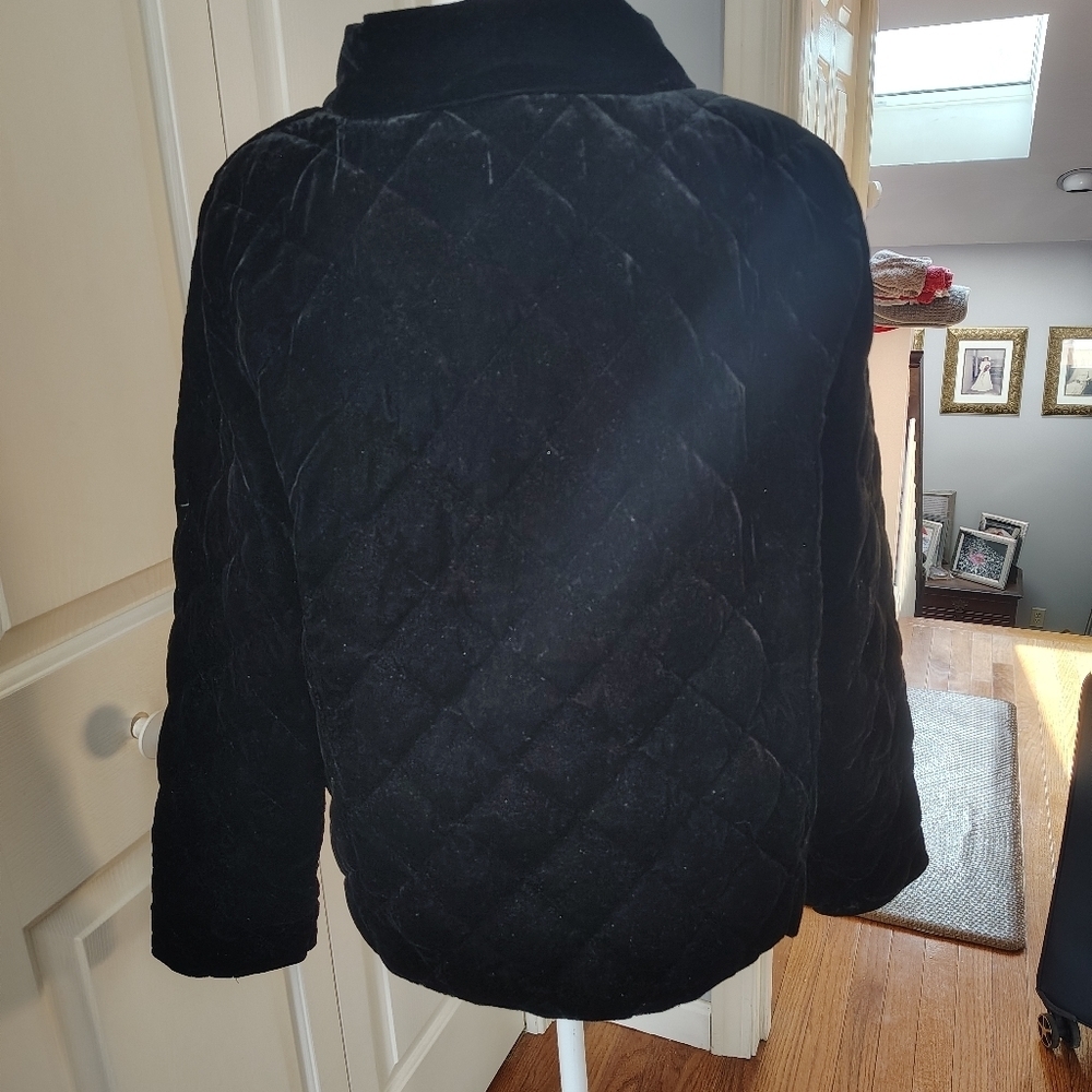 Talbot's Black velvet elegant Asymmetrical Jacket 14 - Picture 3 of 11